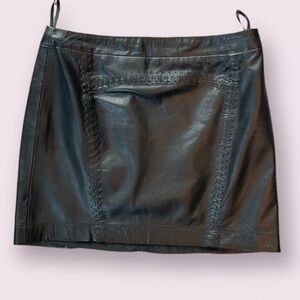 French Connection Black Genuine Leather Mini Skirt 8